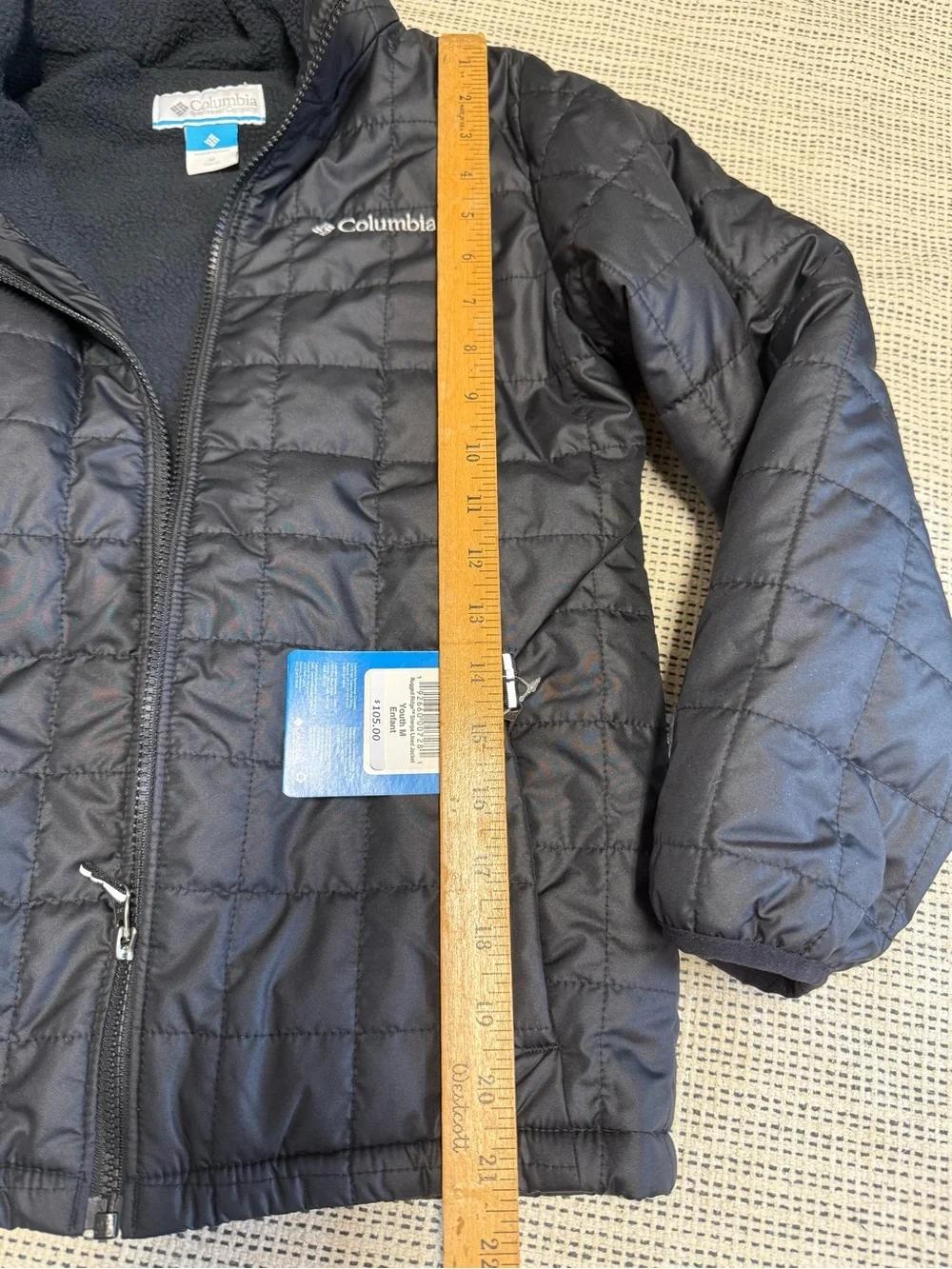 Columbia Kids Black Quilted Hooded Rugged Ridge Sherpa Lined Jacket